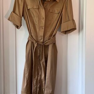 Diane Von Furstenberg Tan Short Sleeve Shirt Dress
